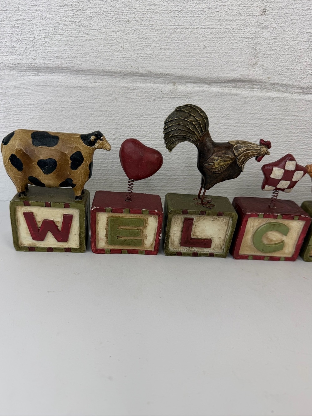 Primitive Farm Animals Block Reversible Welcome Sign - Picture 3 of 14